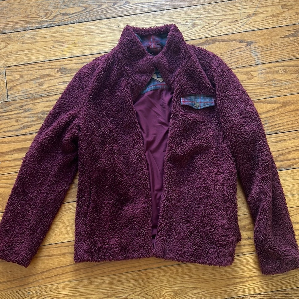Pendleton Maroon Womens Large Sherpa Jacket In Go… - image 1